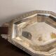 Plateau Flat Basket Bread Fruit Vegetable Art Deco Silver Metal