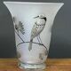 Vase Daum Nancy France - Oiseau Branché Réserve with acid enhanced with black enamel