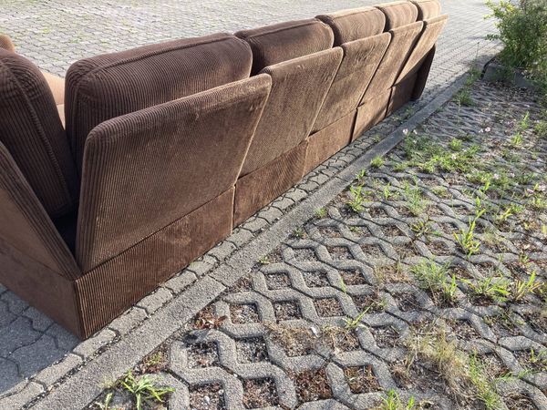 Canapé modulaire vintage en velours côtelé marron, années 1970