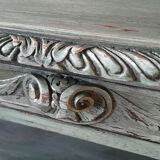Console Louis XIV shabby chic - patine vert sauge