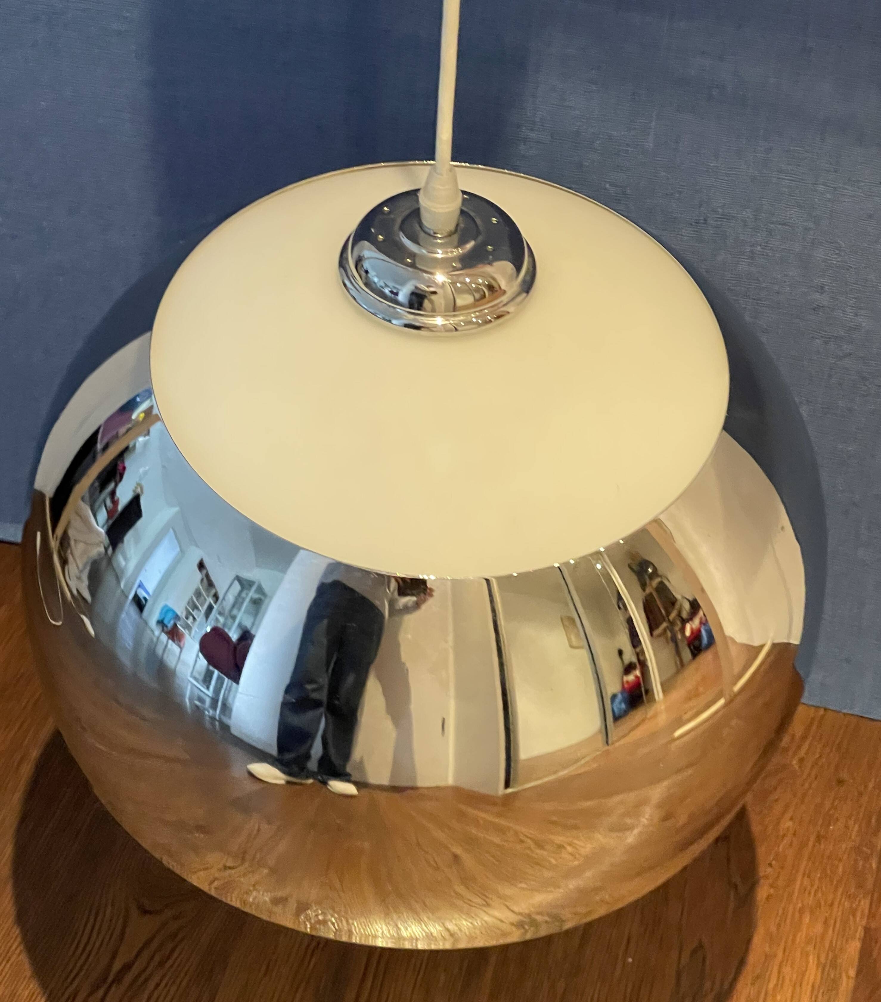 Suspension Space Age Verre et métal chromé,1990