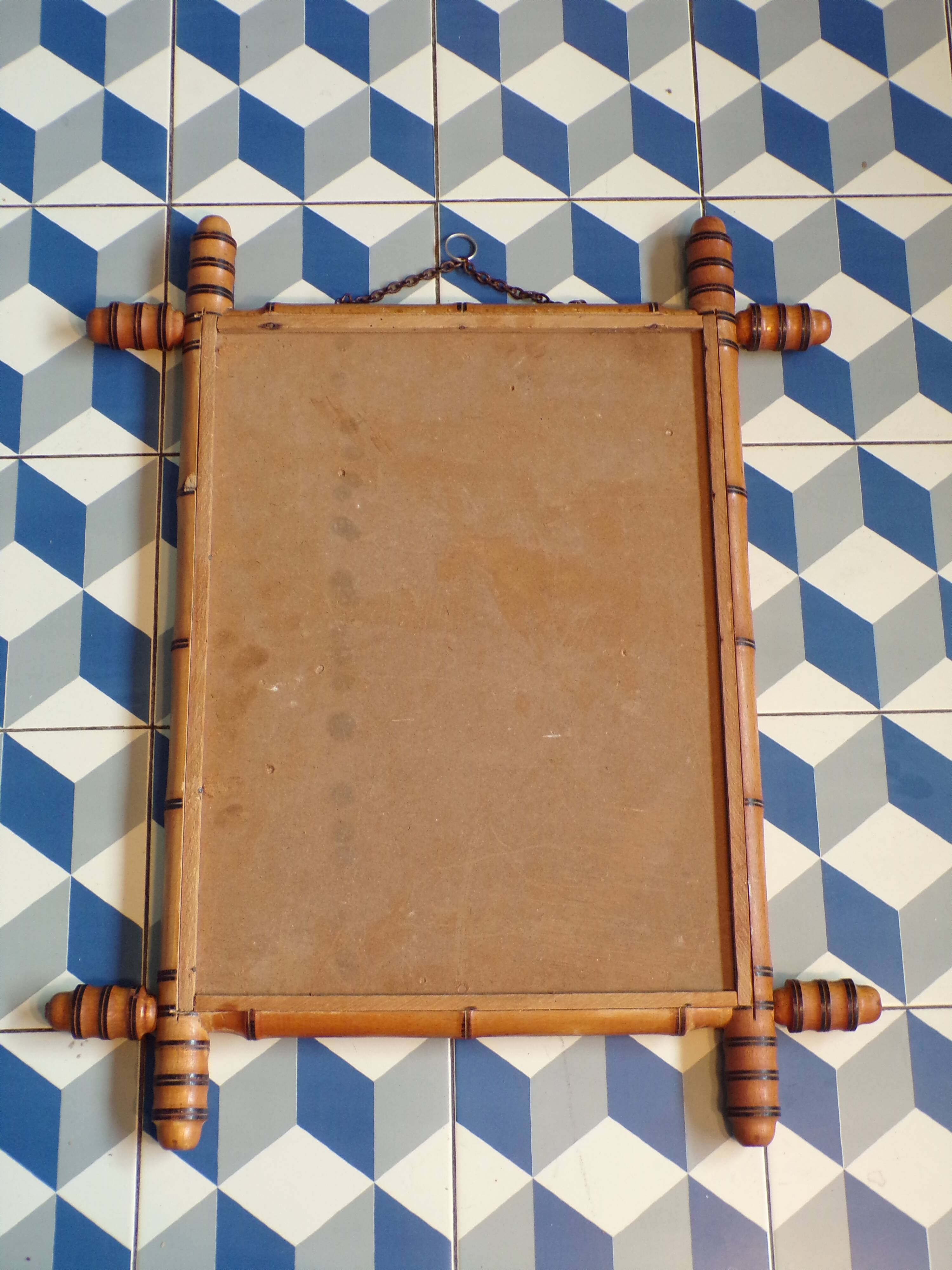 Mirror 1900 bamboo effect wooden frame 53.5x65.5 cm