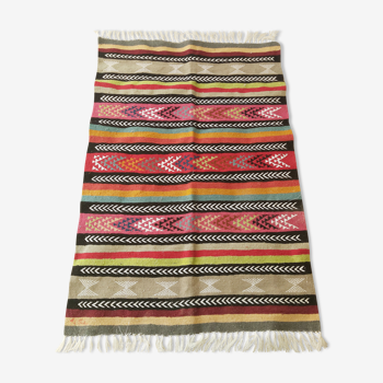 Multicolored Berber kilim carpet handmade in pure wool 100 x 150cm