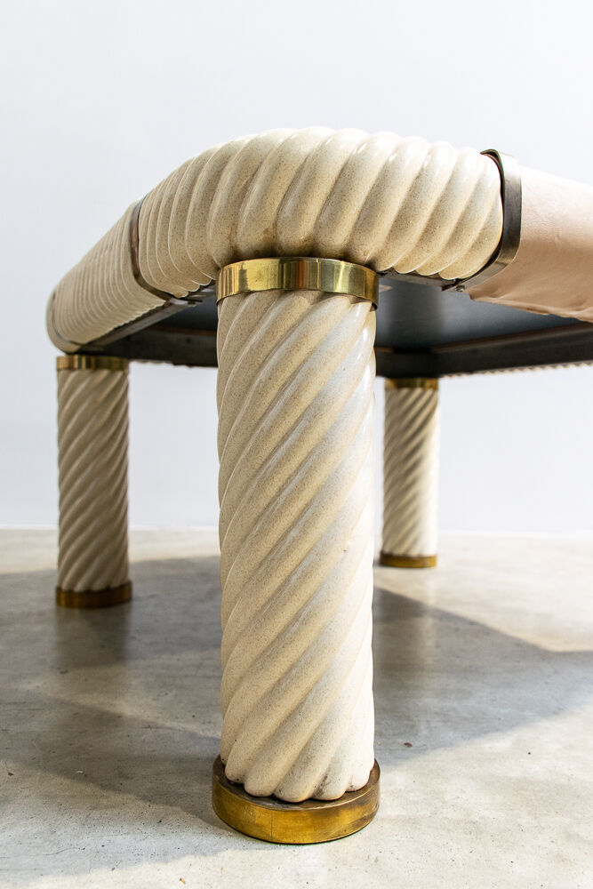 Brass and glass coffee table by Tommaso Barbi 1970'