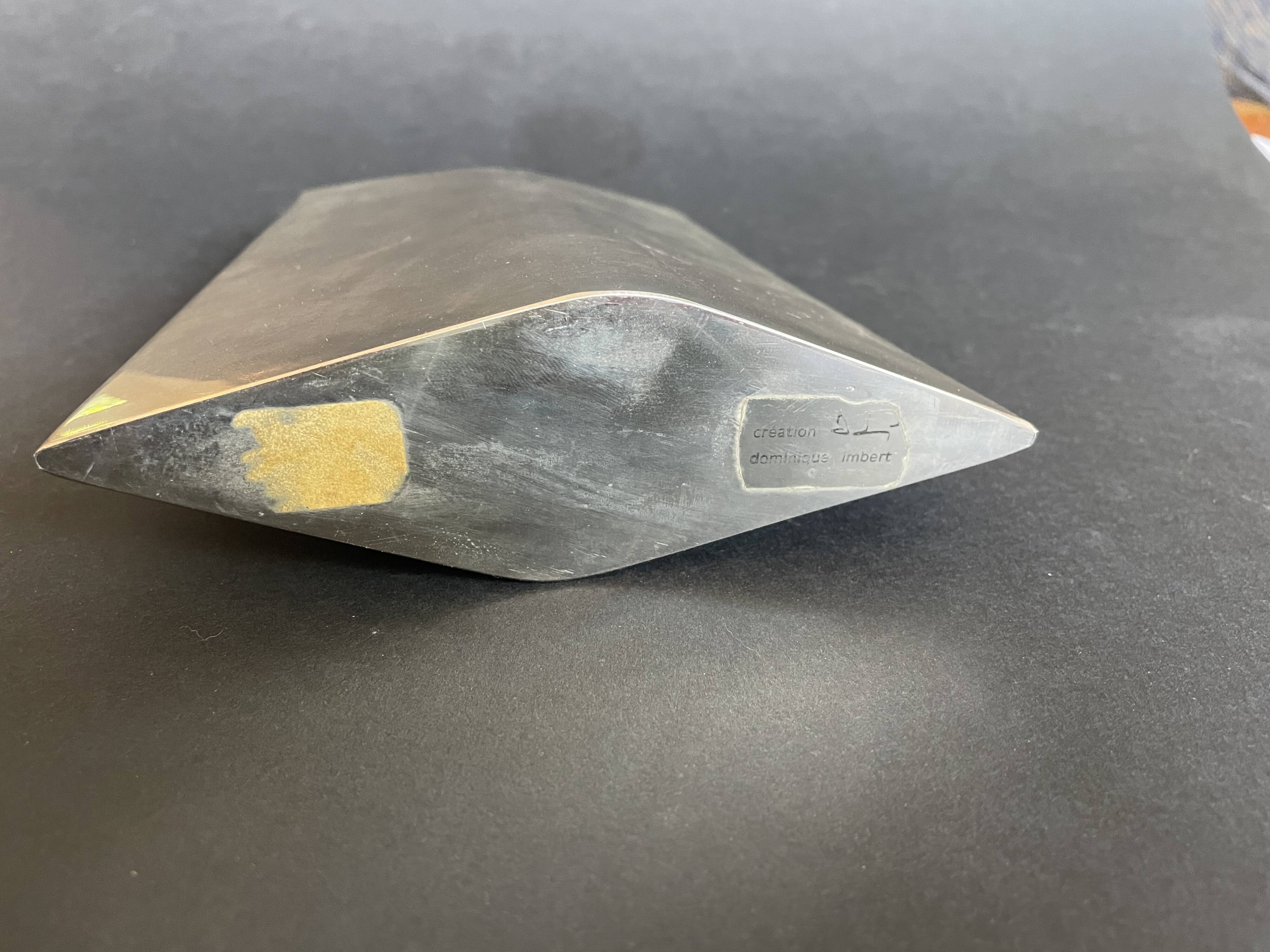 Dominique Imbert. Design vase in brushed metal circa 1970