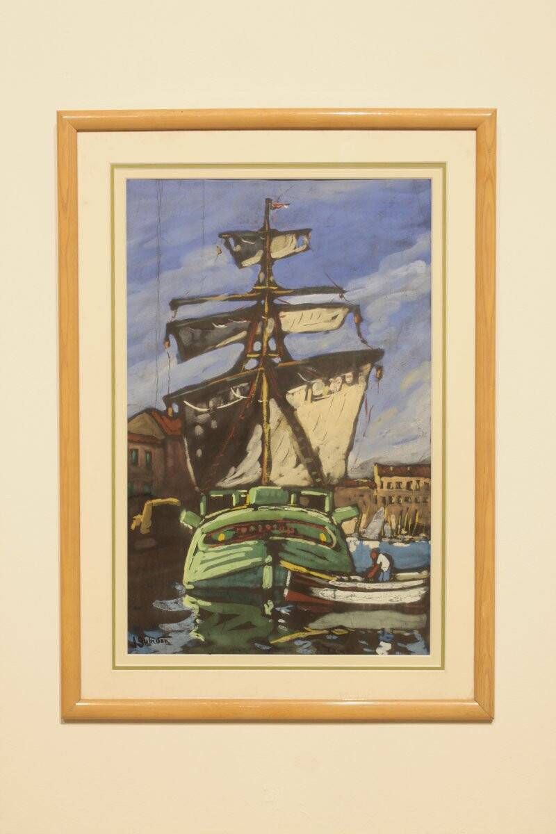 Marine painting by Jean Guindon - Gouache on paper