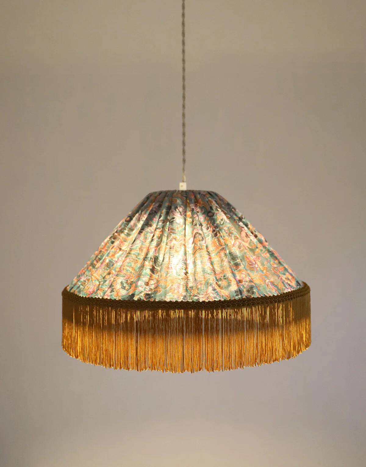 Bella conical textile suspension printed with "Indian Bloom"