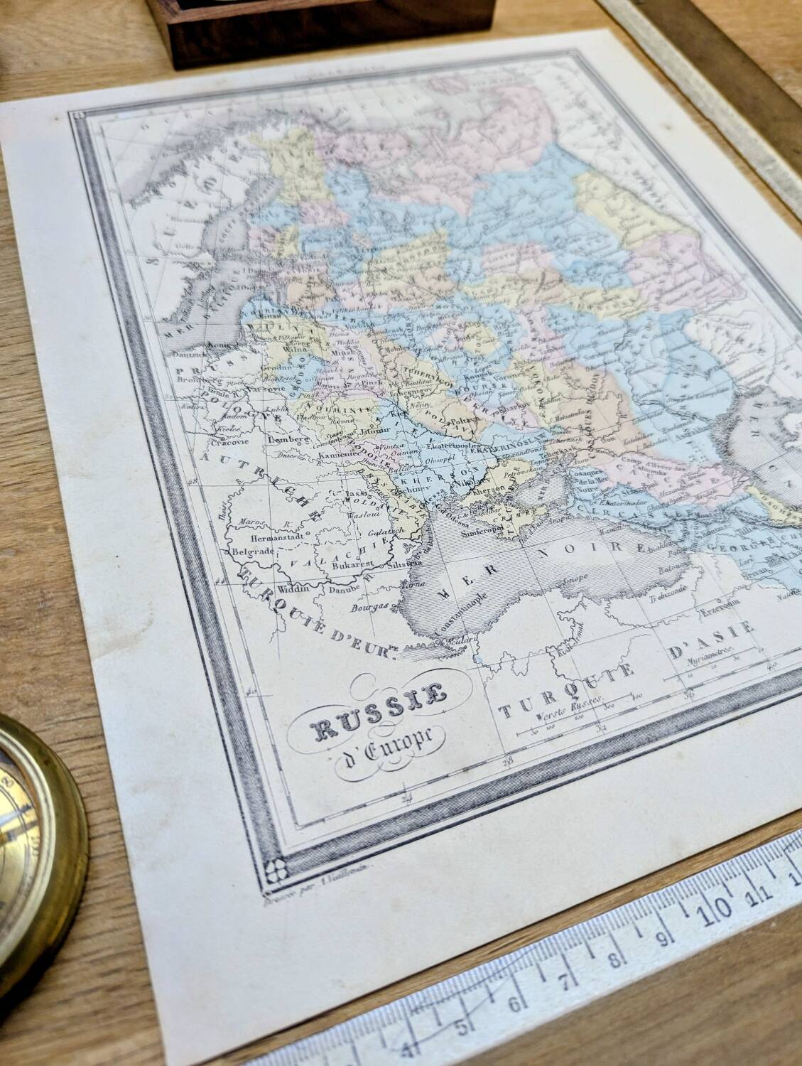 Russia, old map, printed in 1852.