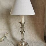 Candle holder in silver bronze, Louis XVI style, mounted in lamp