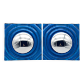 Set of 2 vintage 1990s blue Paul Neuhaus chrome wall sconces