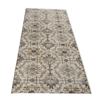 Dark gray & beige vintage rug, 206x102 cm