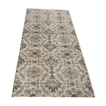 Tapis vintage gris foncé & beige, 206x102 cm