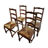 Set of 6 straw chairs, oak legs