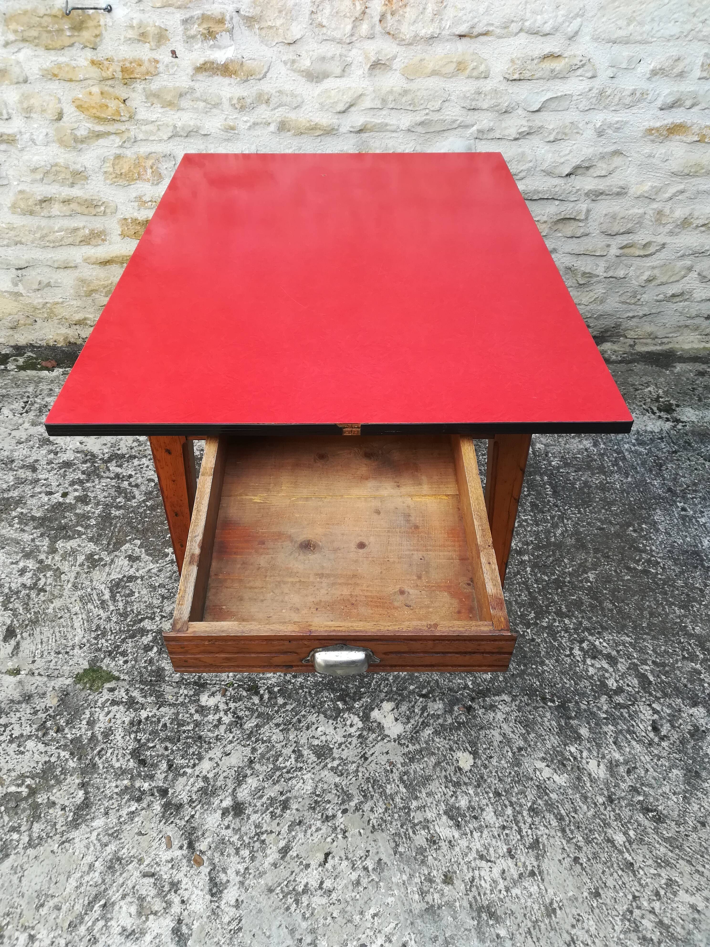 Oak table, formica top