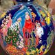Art Deco style ball vase in glazed earthenware Jungle decoration Diameter 25 cm