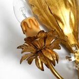 Pair of gold plated Italian 1980's floral Regency Murano glass sconces