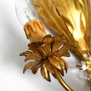 Pair of gold plated Italian 1980's floral Regency Murano glass sconces