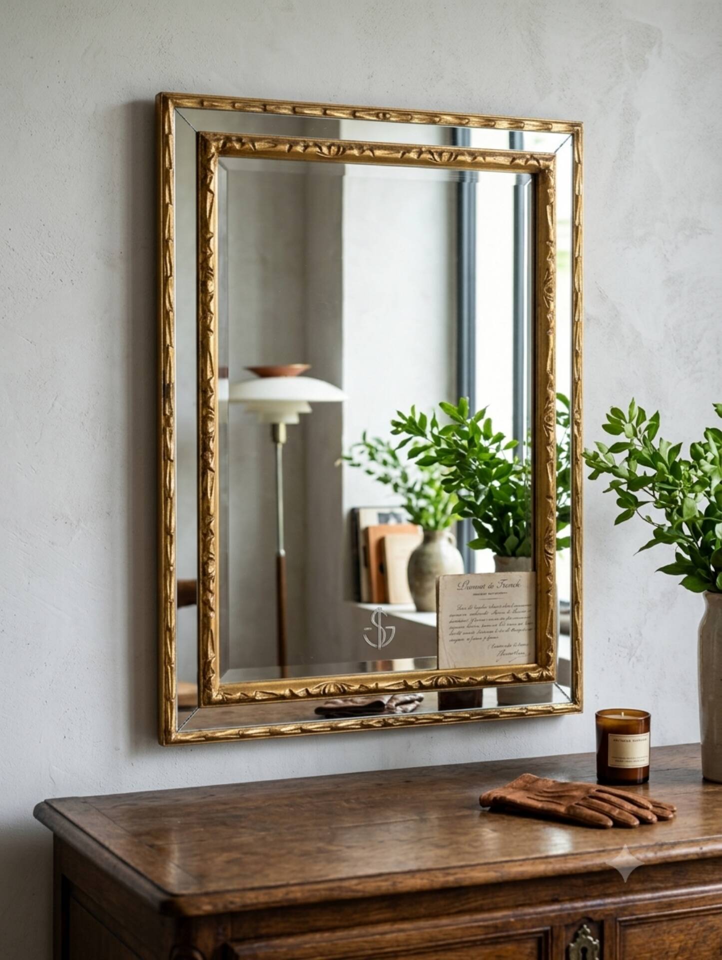 Antique wall mirror in gilded wood – Saint-Gobain glass