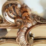 Antique mirror with rococo-style pareclose, in gilded wood, 19th century