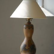 Terracotta table lamp, Art Nouveau, L. Hjorth, Bornholm, Denmark, 1930s