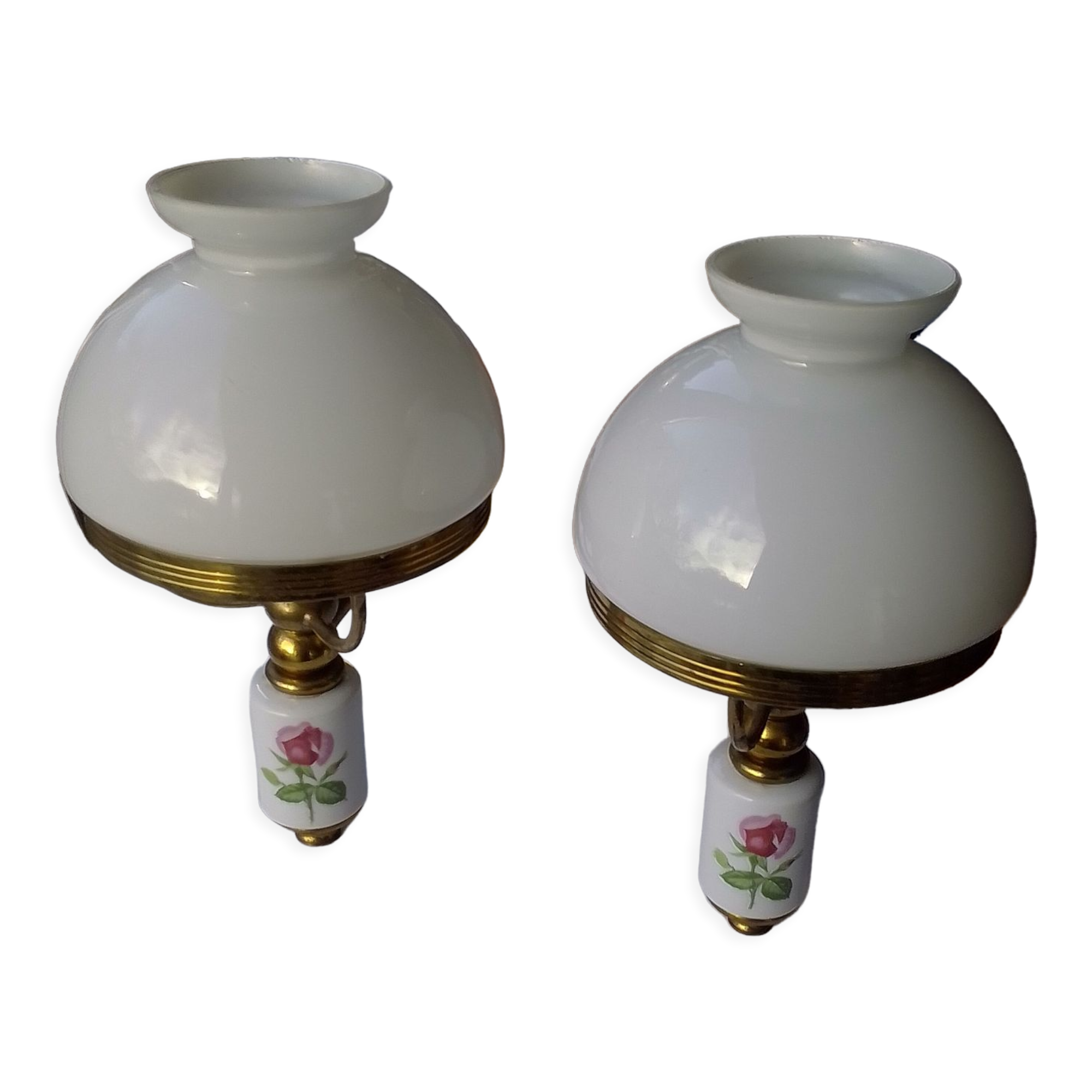 Pair of porcelain brass sconces
