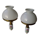 Pair of porcelain brass sconces