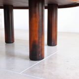 Round coffee table in wood and ceramic by Roger Capron, herbier/garrigue model, 60s/70s