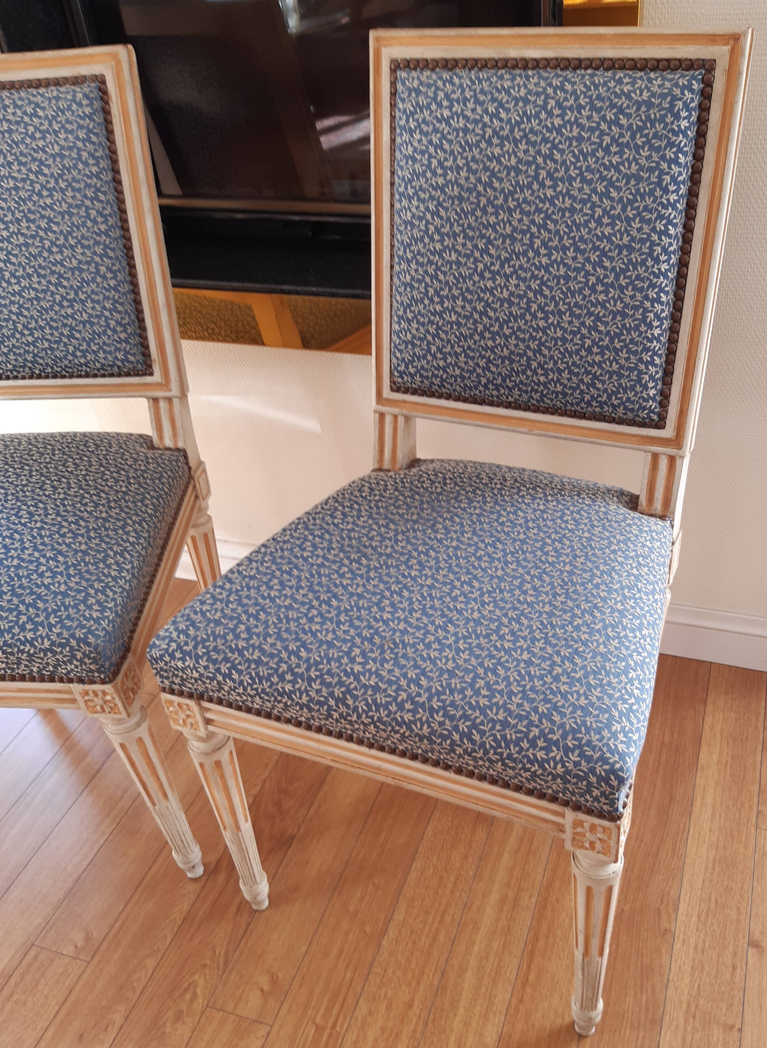 Two Louis XVI Jacob style chairs early 20th