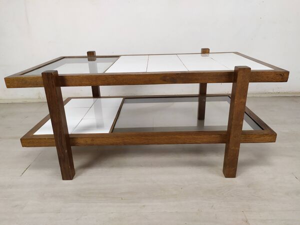 Table basse vintage double plateaux