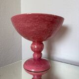 Grande coupe sur pied faïence Digoin rose