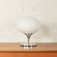 Kaiser Leuchten table lamp, 1970s, space age design, chrome and opal glass