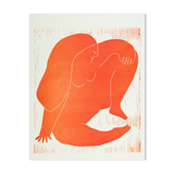 Linogravure "La femme assise" rouge