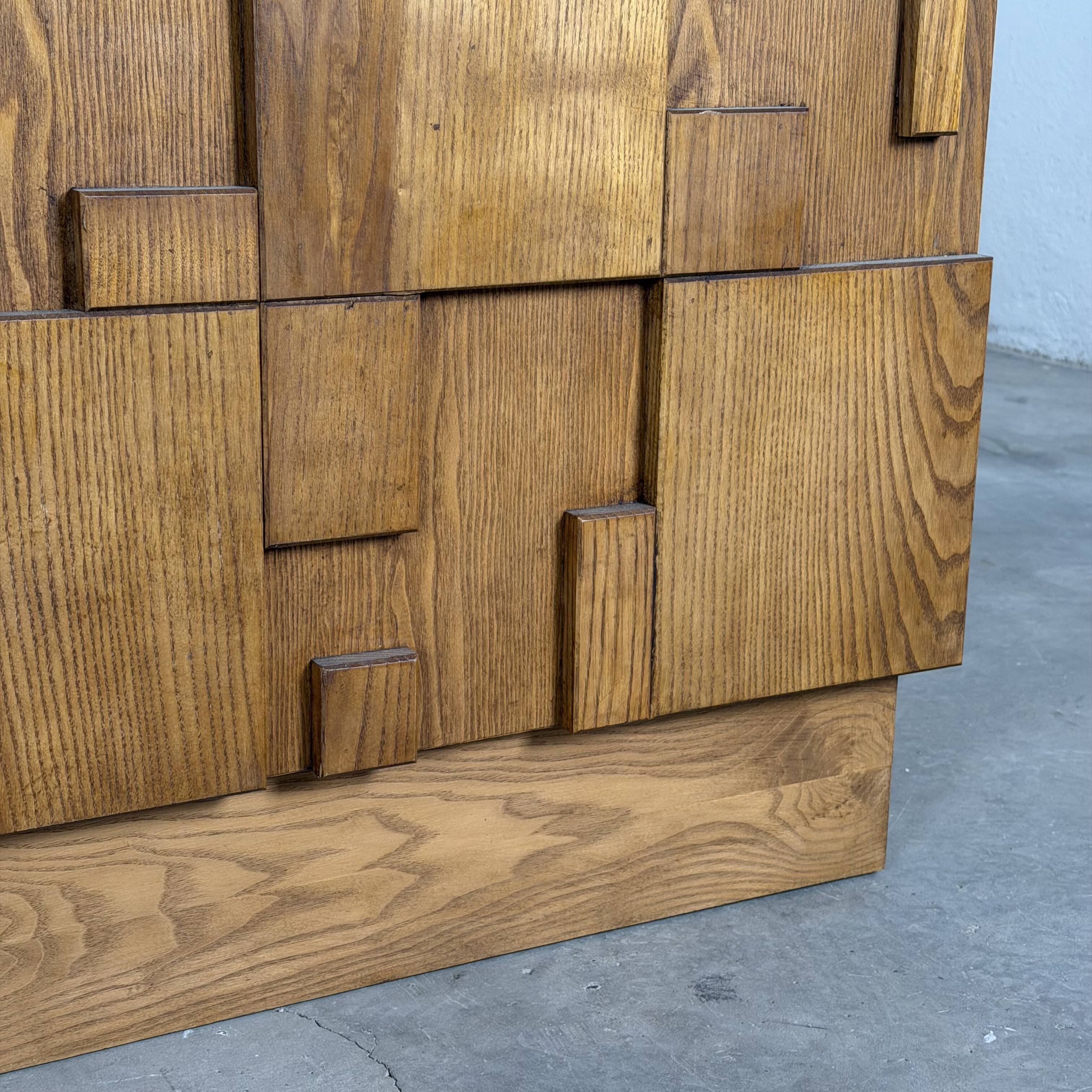 Brutalist Ashwood Sideboard with Sculptural Geometric Front