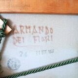 Oil painting on canvas vase with flowers 1970 signed Armandoi of flowers