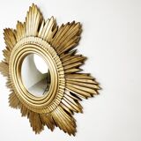Vintage golden sunburst mirror, 1960s
