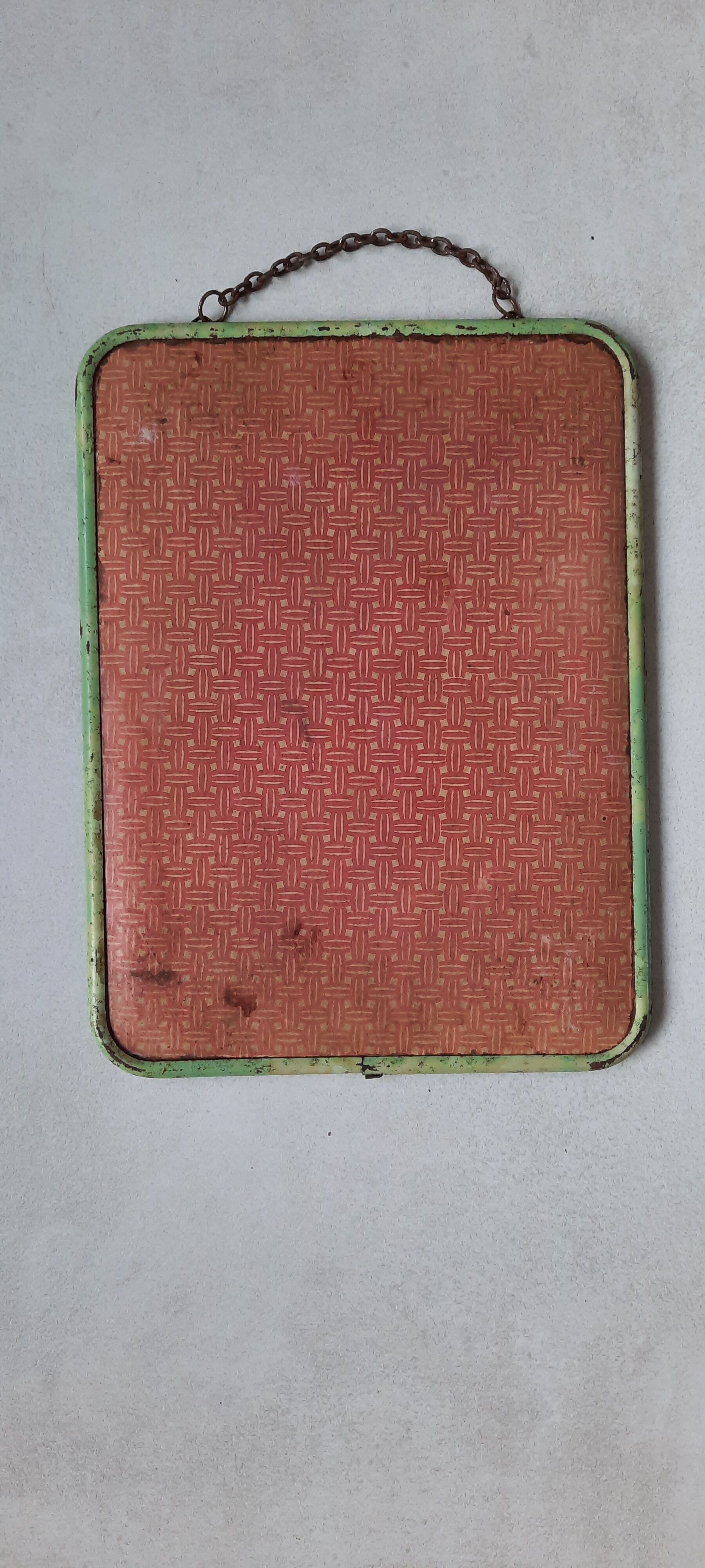 Old barber mirror of mint green color