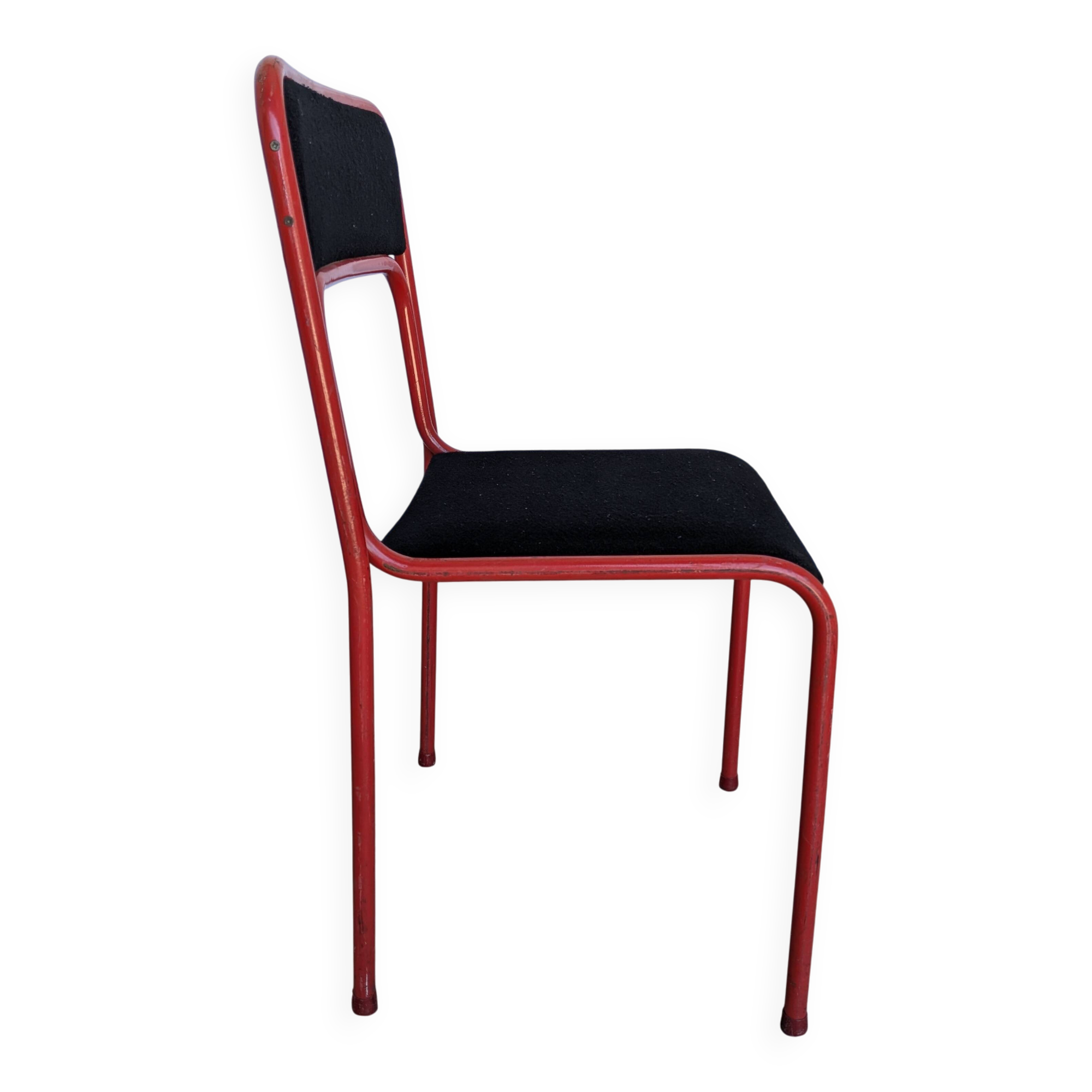 Space Age Stackable Dining Chair / 1970s Red & Black Metal Chair (9 in stoc