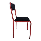Chaise de salle à manger empilable de l'ère spatiale / Chaise en métal rouge et noir des années 1970 (9 en stock)