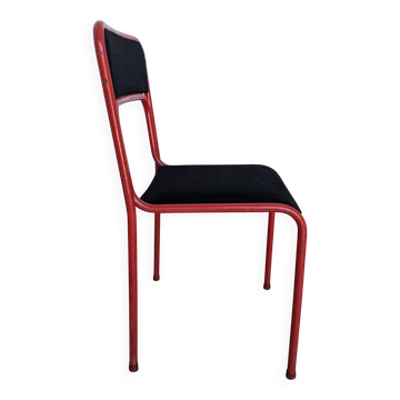 Space Age Stackable Dining Chair / 1970s Red & Black Metal Chair (9 in stoc