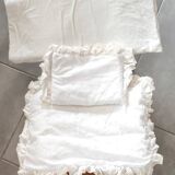 Old cradle or rocking bed for doll with bedding - Vintage