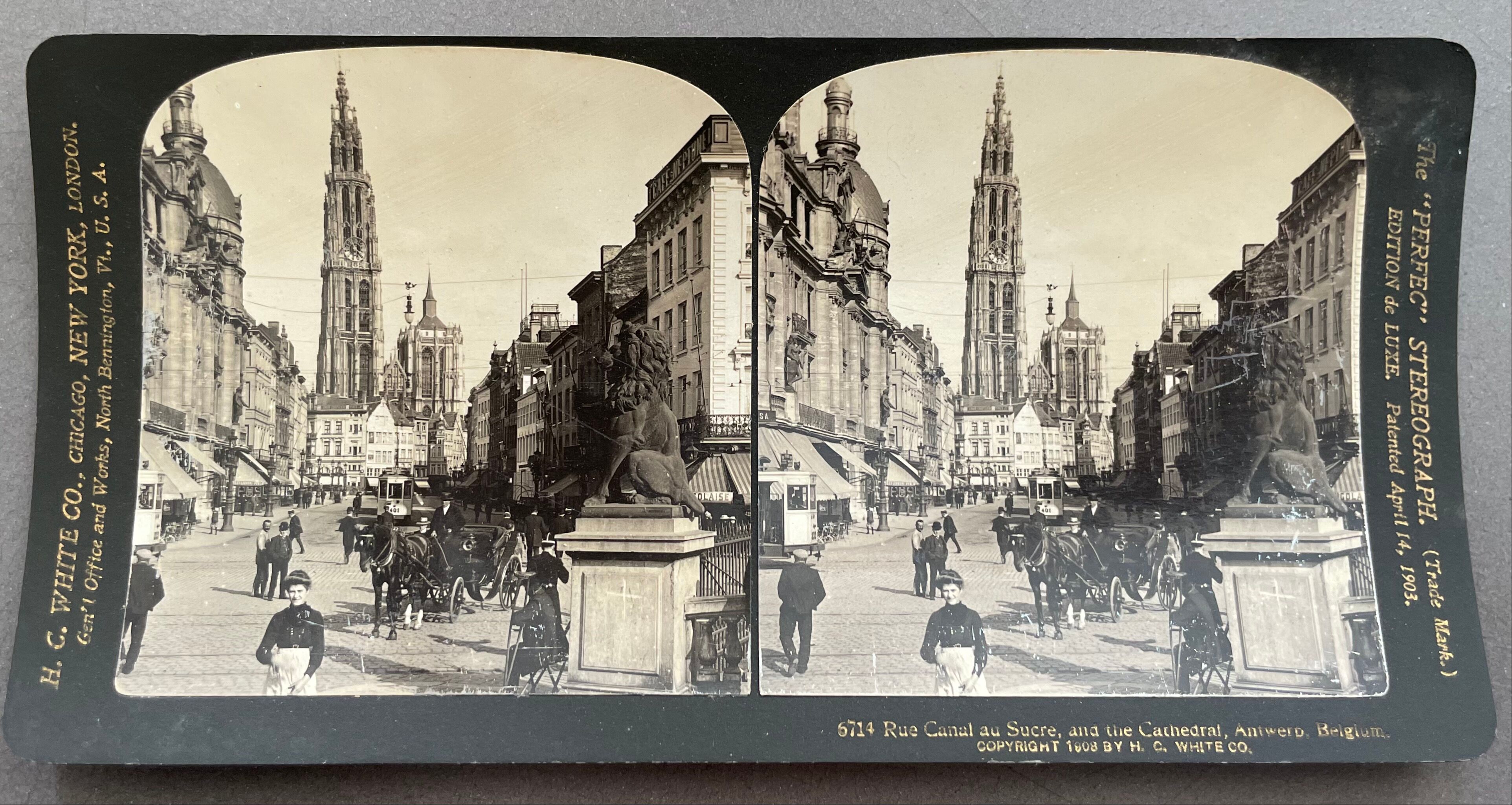 Old photography stereo, stereograph, luxury albumine 1903 Antwerp Belgium