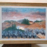Large oil on canvas Marino Scardigli (1921-2005) - Tuscan landscape 124x94 cm
