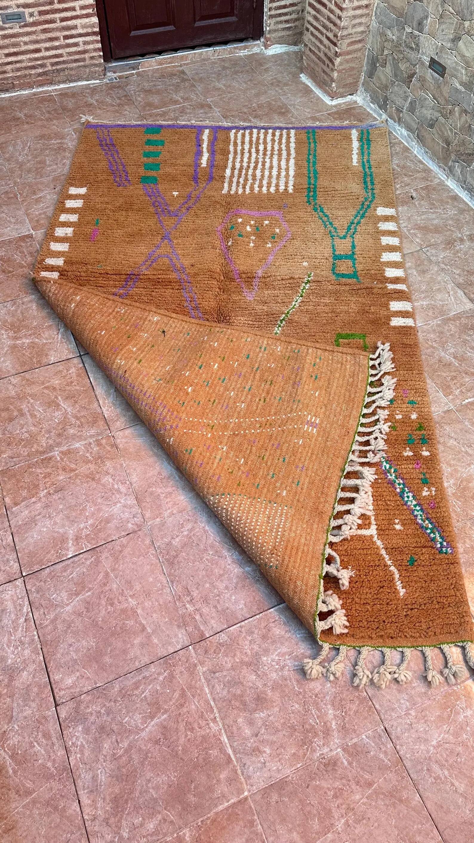 Authentic new and colorful Moroccan Berber Azilal rug, 246x145cm
