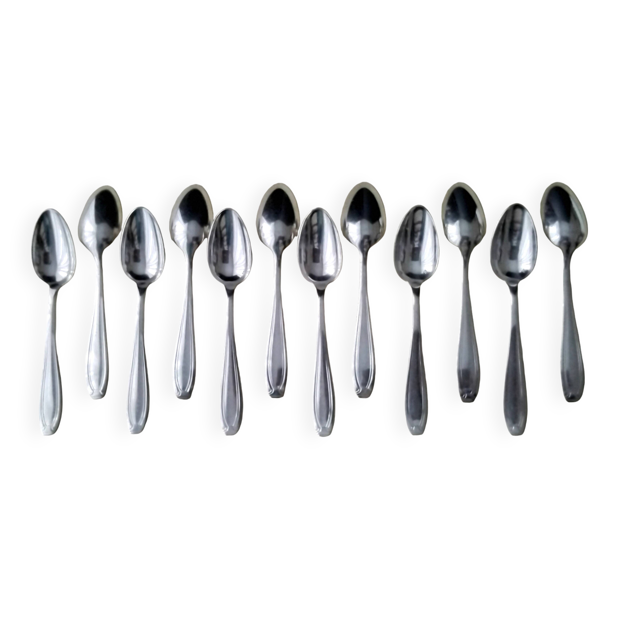 Set of 12 silver-plated metal teaspoons 18G