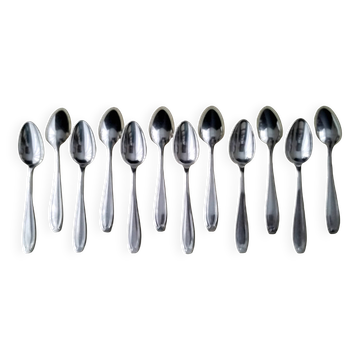 Box of 12 silver-plated metal teaspoons 18G