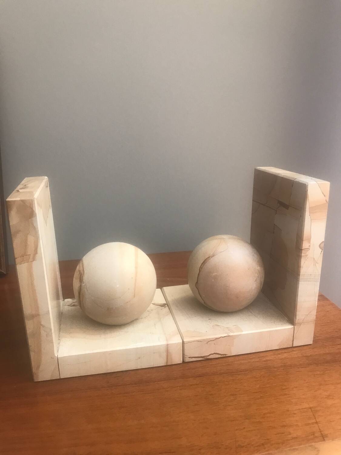 Pair of marble ball bookends