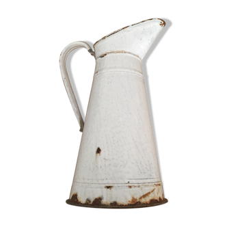 Large old enamelled broc