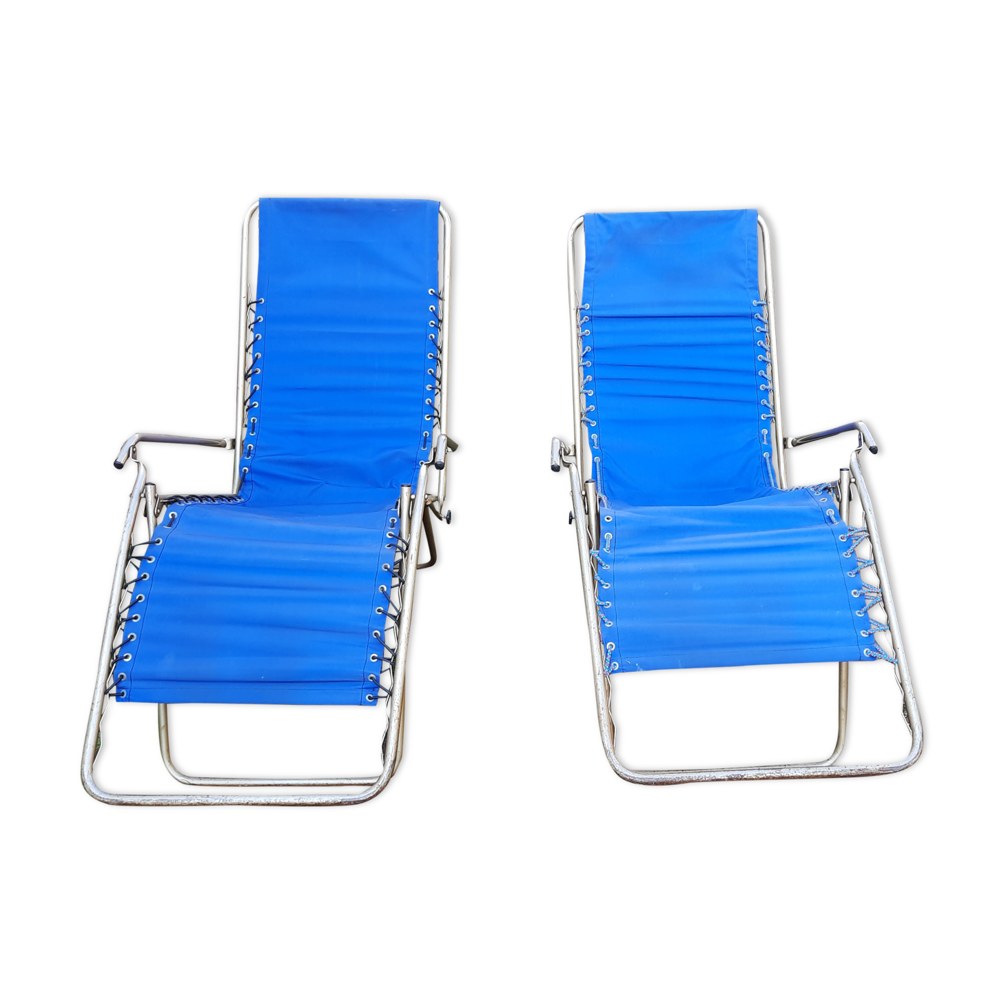 Pair of vintage folding deckchairs