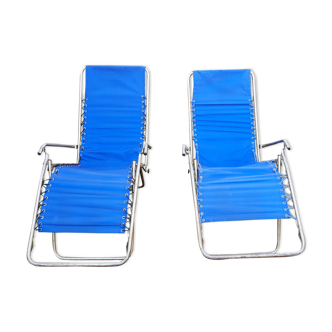 Paire de transat pliant vintage