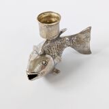 Vintage silver plated koi fish candle holder